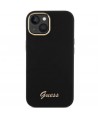 Guess Silicone Script Metal Logo & Frame case for iPhone 15 - black