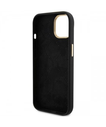 Guess Silicone Script Metal Logo & Frame case for iPhone 15 - black