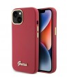 Guess Silicone Script Metal Logo & Frame case for iPhone 15 - red