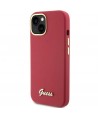 Guess Silicone Script Metal Logo & Frame case for iPhone 15 - red
