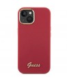 Guess Silicone Script Metal Logo & Frame case for iPhone 15 - red
