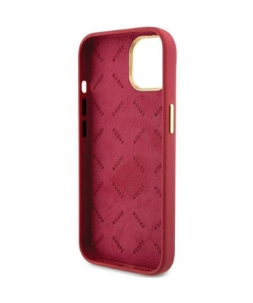 Guess Silicone Script Metal Logo & Frame case for iPhone 15 - red