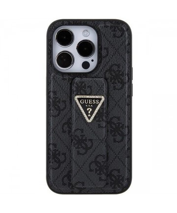 Guess Grip Stand 4G Triangle Strass case for iPhone 15 Pro Max - black