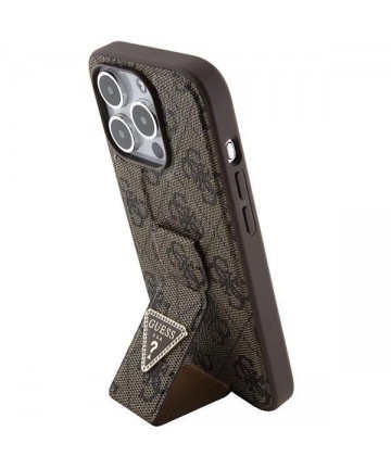 Guess Grip Stand 4G Triangle Strass case for iPhone 15 Pro Max - brown