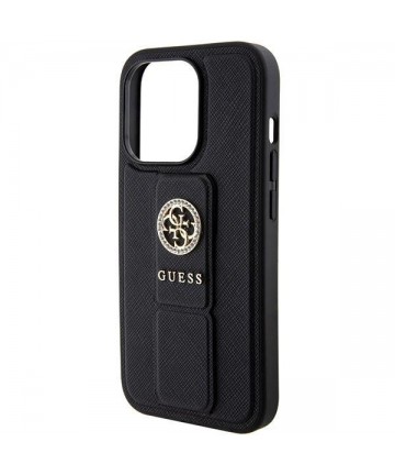 Guess Grip Stand 4G Saffiano Strass case for iPhone 15 Pro Max - black