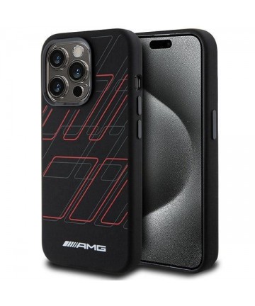 AMG Silicone Large Rhombuses Pattern MagSafe case for iPhone 15 Pro - black