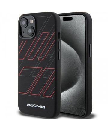 AMG Silicone Large Rhombuses Pattern MagSafe Case for iPhone 15/14/13 - Black