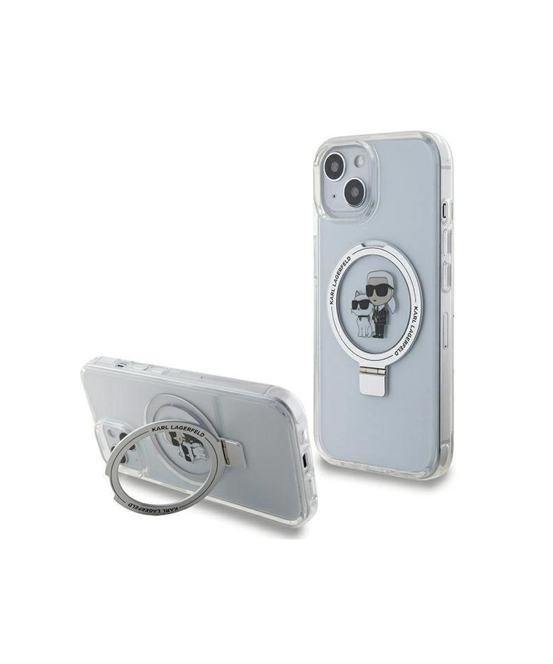 Karl Lagerfeld Ring Stand Karl&Choupette MagSafe case for iPhone 14 / 15 / 13 - white