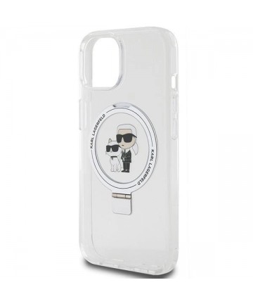 Karl Lagerfeld Ring Stand Karl&Choupette MagSafe case for iPhone 14 / 15 / 13 - white