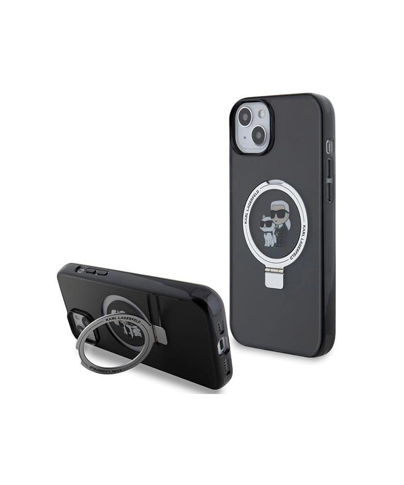 Karl Lagerfeld Ring Stand Karl&Choupette MagSafe case for iPhone 14 / 15 / 13 - black