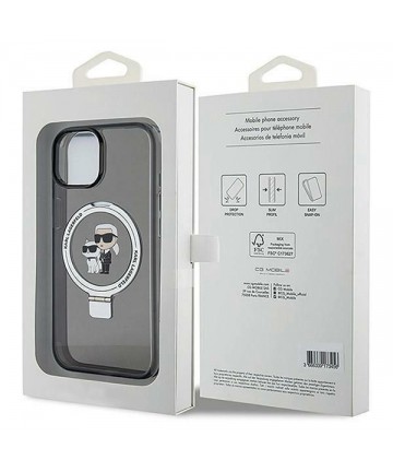 Karl Lagerfeld Ring Stand Karl&Choupette MagSafe case for iPhone 14 / 15 / 13 - black