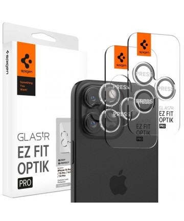Spigen Glas.tR EZ Fit Optik Pro Camera Cover for iPhone 15 Pro / 15 Pro Max / 16 Pro / 16 Pro Max / 17 Pro / 17 Pro Max - 2 pcs.