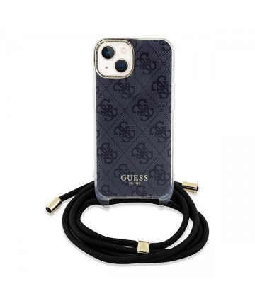 Guess Crossbody Cord 4G Print Case for iPhone 15/14/13 - Black