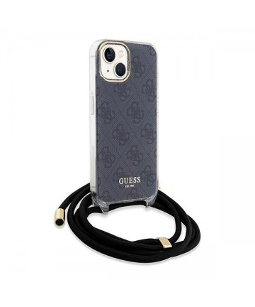 Guess Crossbody Cord 4G Print Case for iPhone 15/14/13 - Black