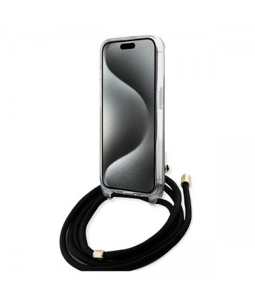 Guess Crossbody Cord 4G Print Case for iPhone 15/14/13 - Black