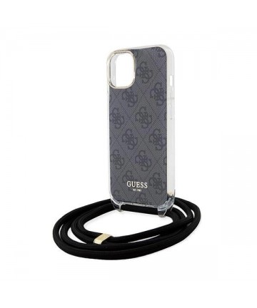 Guess Crossbody Cord 4G Print Case for iPhone 15/14/13 - Black