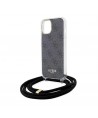 Guess Crossbody Cord 4G Print Case for iPhone 15/14/13 - Black