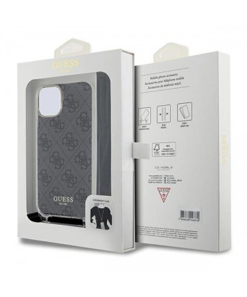 Guess Crossbody Cord 4G Print Case for iPhone 15/14/13 - Black