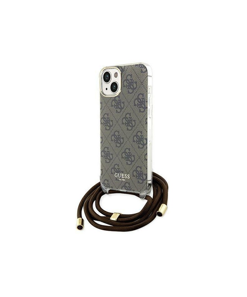 Guess Crossbody Cord 4G Print case for iPhone 15 / 14 / 13 - brown