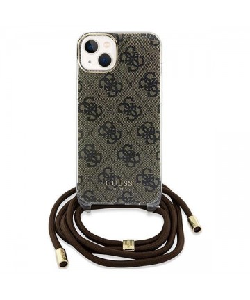 Guess Crossbody Cord 4G Print case for iPhone 15 / 14 / 13 - brown