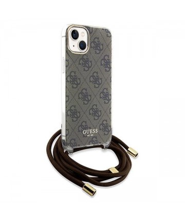 Guess Crossbody Cord 4G Print case for iPhone 15 / 14 / 13 - brown