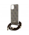 Guess Crossbody Cord 4G Print case for iPhone 15 / 14 / 13 - brown