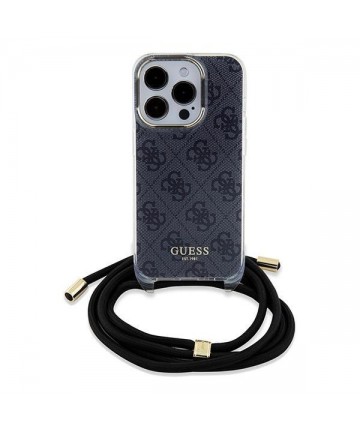 Guess Crossbody Cord 4G Print case for iPhone 15 Pro Max - black
