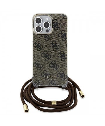 Guess Crossbody Cord 4G Print case for iPhone 15 Pro Max - brown