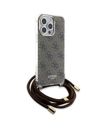 Guess Crossbody Cord 4G Print case for iPhone 15 Pro Max - brown