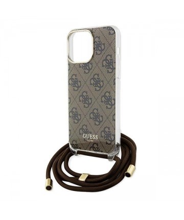 Guess Crossbody Cord 4G Print case for iPhone 15 Pro Max - brown