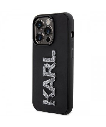 Karl Lagerfeld 3D Rubber Glitter Logo case for iPhone 15 Pro Max - black