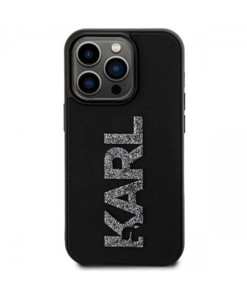 Karl Lagerfeld 3D Rubber Glitter Logo case for iPhone 15 Pro Max - black