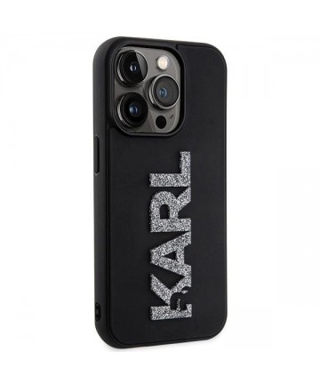 Karl Lagerfeld 3D Rubber Glitter Logo case for iPhone 15 Pro Max - black