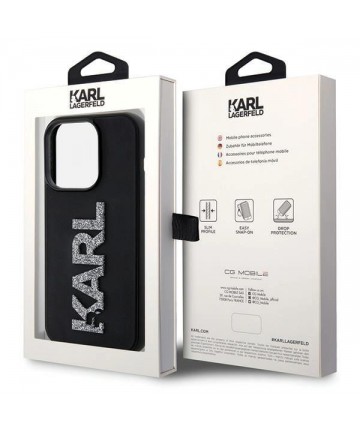 Karl Lagerfeld 3D Rubber Glitter Logo case for iPhone 15 Pro Max - black