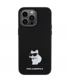 Karl Lagerfeld Silicone Choupette Metal Pin case for iPhone 15 Pro Max - black