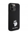 Karl Lagerfeld Silicone Choupette Metal Pin case for iPhone 15 Pro Max - black