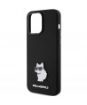 Karl Lagerfeld Silicone Choupette Metal Pin case for iPhone 15 Pro Max - black