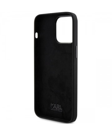 Karl Lagerfeld Silicone Choupette Metal Pin case for iPhone 15 Pro Max - black