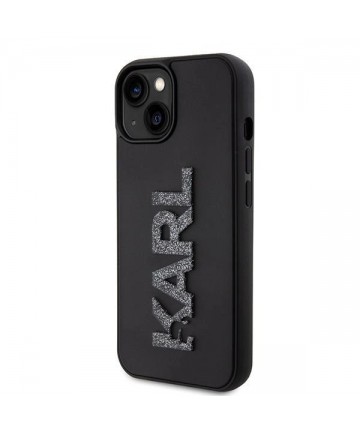 Karl Lagerfeld 3D Rubber Glitter Logo case for iPhone 15 - black