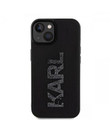 Karl Lagerfeld 3D Rubber Glitter Logo case for iPhone 15 - black