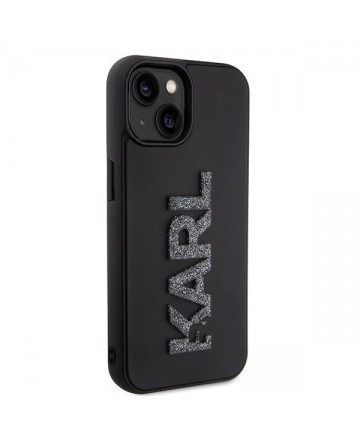 Karl Lagerfeld 3D Rubber Glitter Logo case for iPhone 15 - black