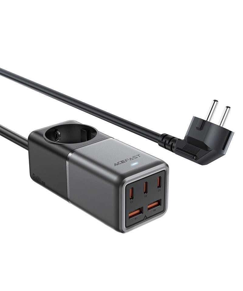 Acefast Z2 GaN 75W PD desktop charger 3x USB-C 2x USB-A - black and gray