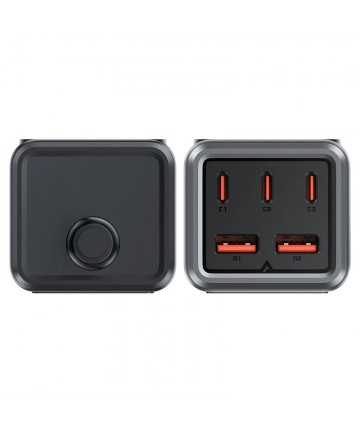 Acefast Z2 GaN 75W PD desktop charger 3x USB-C 2x USB-A - black and gray
