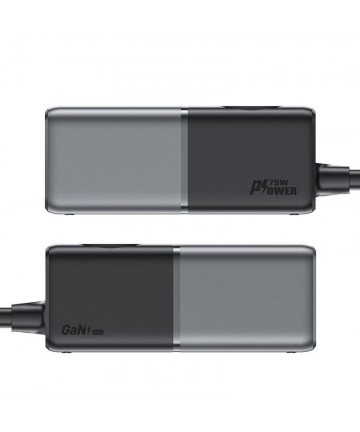 Acefast Z2 GaN 75W PD desktop charger 3x USB-C 2x USB-A - black and gray