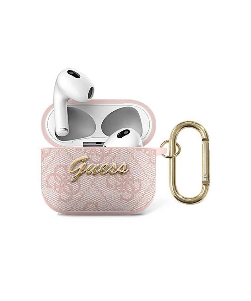 Guess GUA34GSMP AirPods 3 cover pink/pink 4G Script Metal Collection
