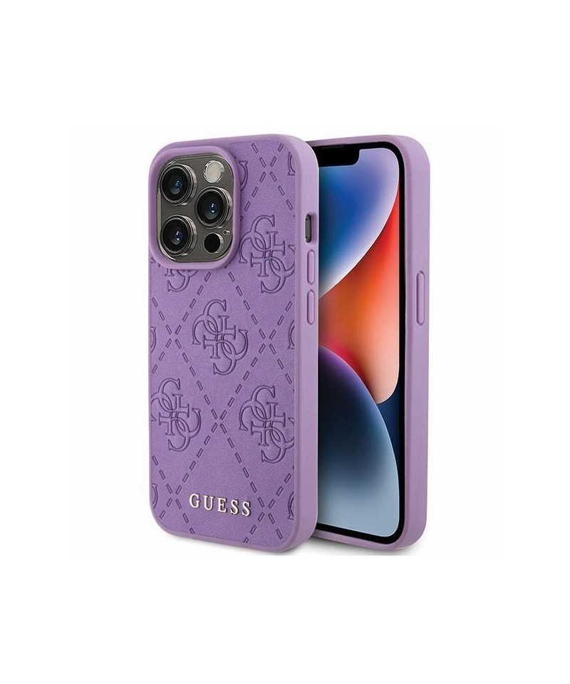 Guess Leather 4G Stamped case for iPhone 15 Pro Max - purple