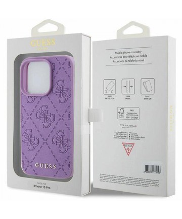 Guess Leather 4G Stamped case for iPhone 15 Pro Max - purple