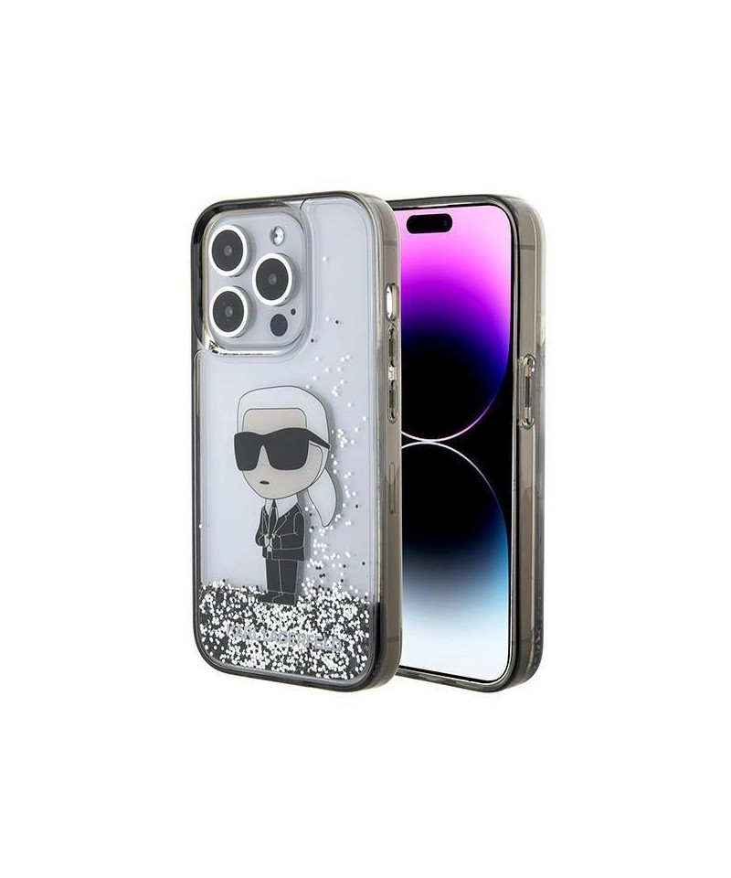 Karl Lagerfeld Liquid Glitter Ikonik case for iPhone 15 Pro - transparent