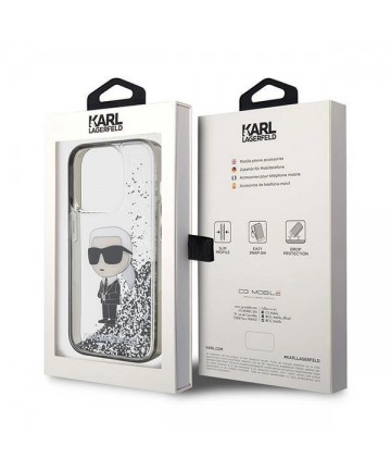 Karl Lagerfeld Liquid Glitter Ikonik case for iPhone 15 Pro - transparent