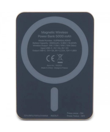Guess MagSafe 4G Strassed Metal Logo induction power bank 15W 5000mAh - gold